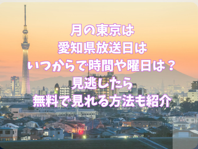 4月の東京はの愛知県放送日はいつからで時間や曜日は？見逃したら無料で見る方法も紹介